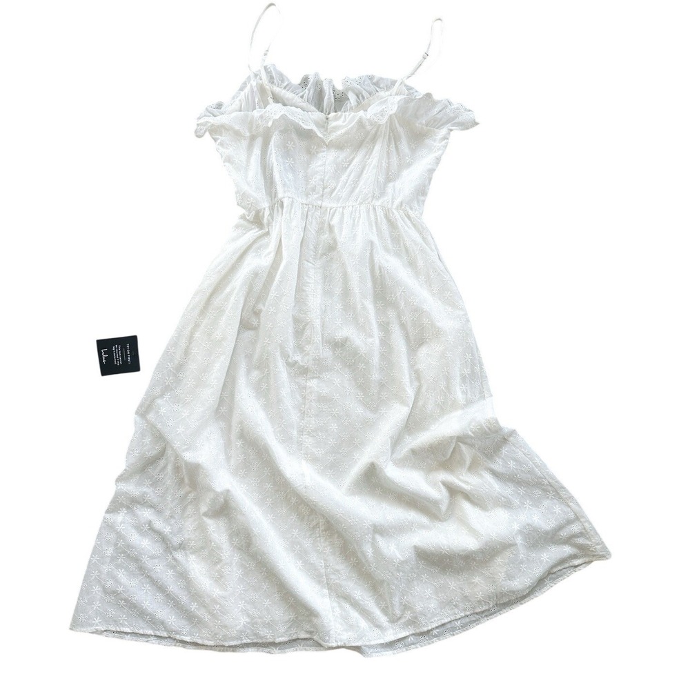 Lulus Lovely Weather White Eyelet Midi Dress L Bustier Embroidered Sundress NWT - Picture 4 of 16